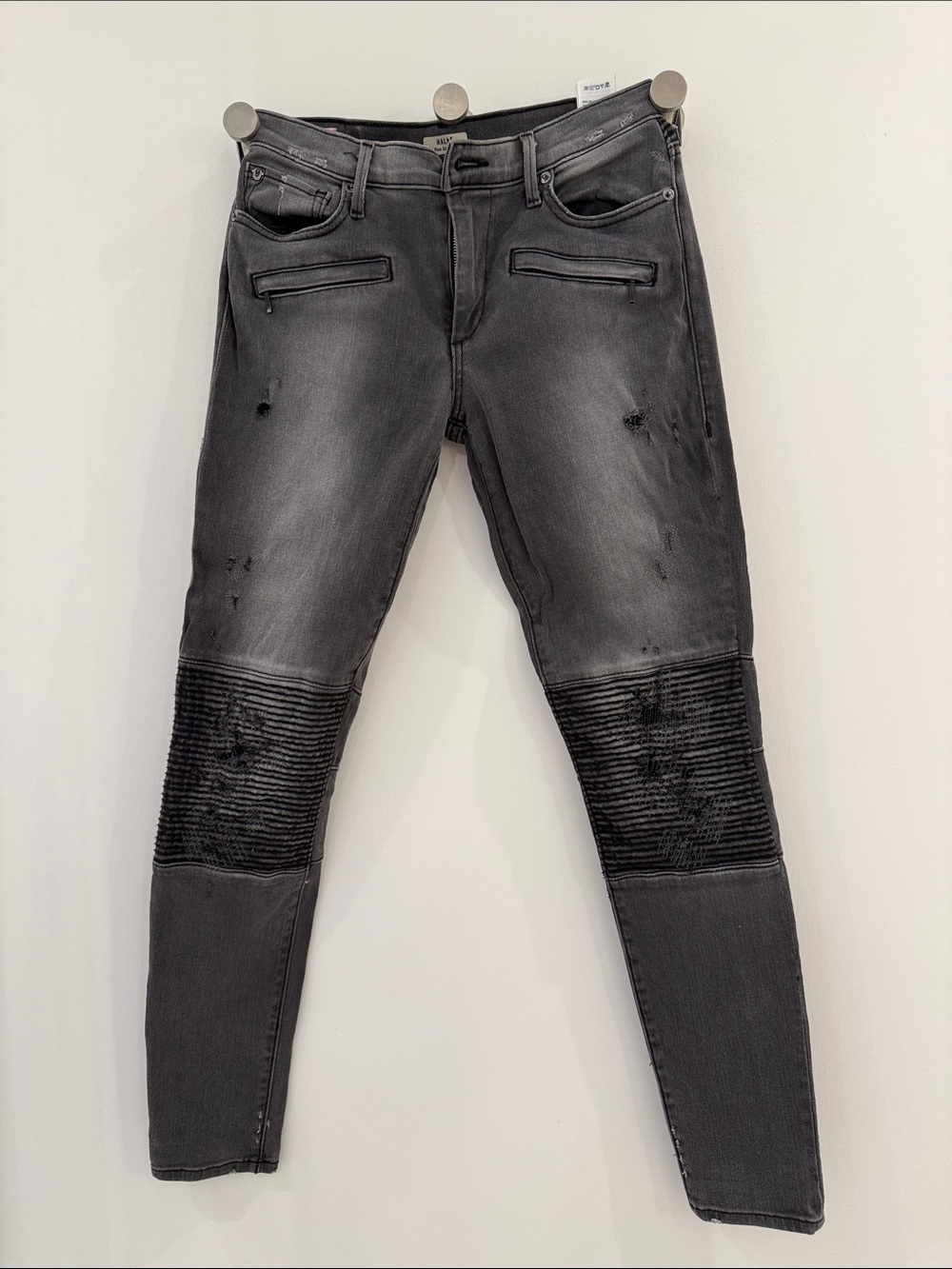 True Religion Women's Grey Rib-Knee Skinny Jeans